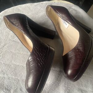 LK Bennett Dark Brown Croc-Embossed Heels